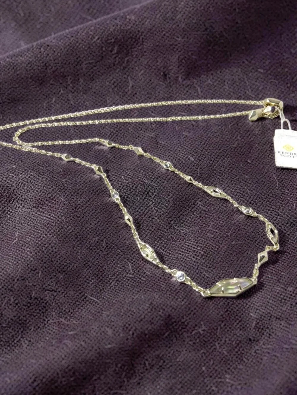 kendra scott debra silver tone aurora borealis chrystals station necklace